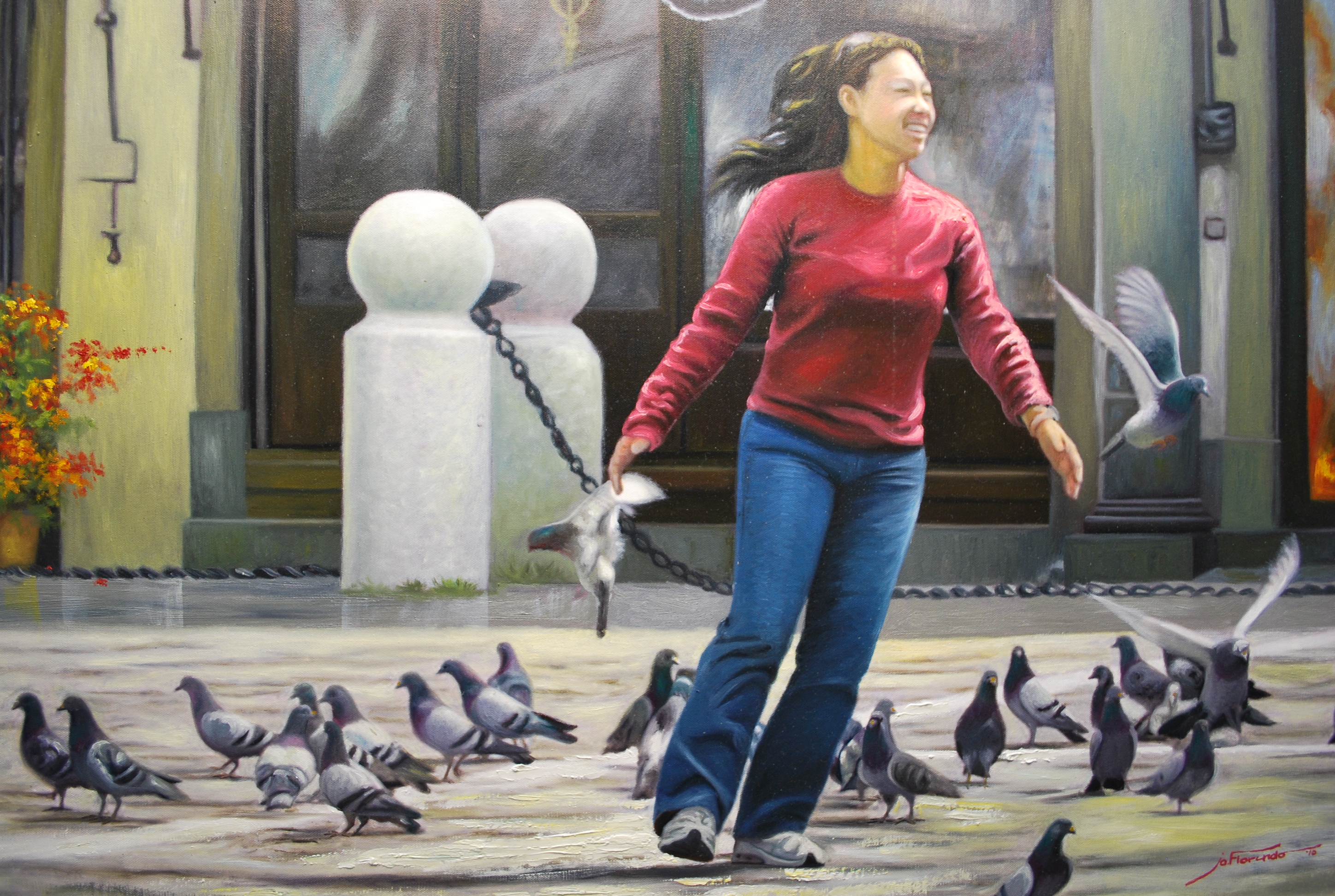 Feeding the Doves, Painting